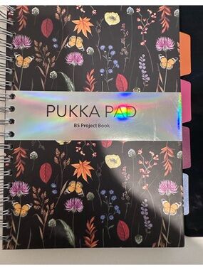 Pukka Pad B5 Project Book Notebook Journal - Floral Black Cover